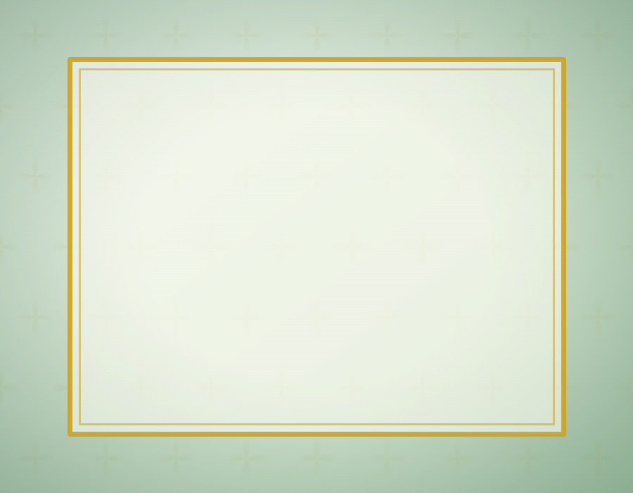 A green invitation card with a gold frame
